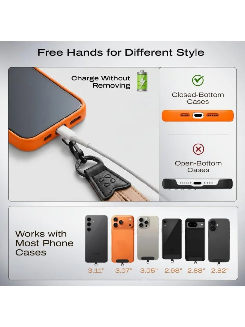 Stylish Leather Crossbody Phone Strap with Adjustable Clip & Neck Lanyard